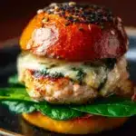 White Cheddar Spinach Chicken Burgers Recipe