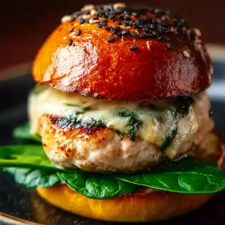 White Cheddar Spinach Chicken Burgers Recipe