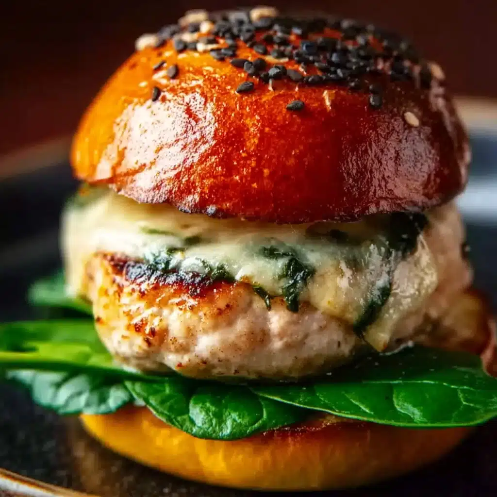 White Cheddar Spinach Chicken Burgers Recipe