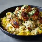 Garlic Butter Chicken Balls with Creamy Parmesan Pasta Recipe