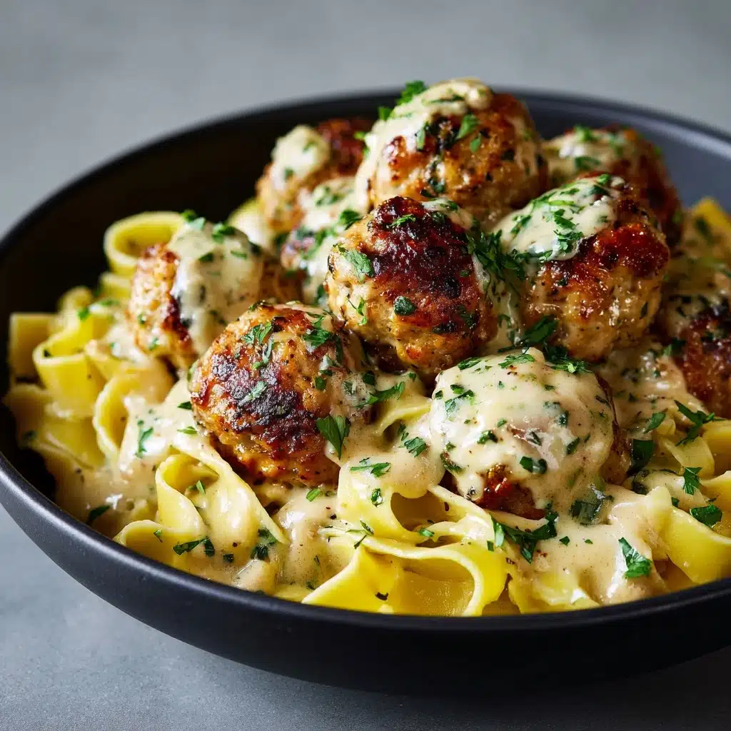 Garlic Butter Chicken Balls with Creamy Parmesan Pasta Recipe