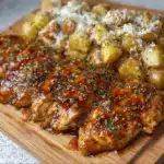 Honey BBQ Chicken + Garlic Parmesan Potatoes Recipe