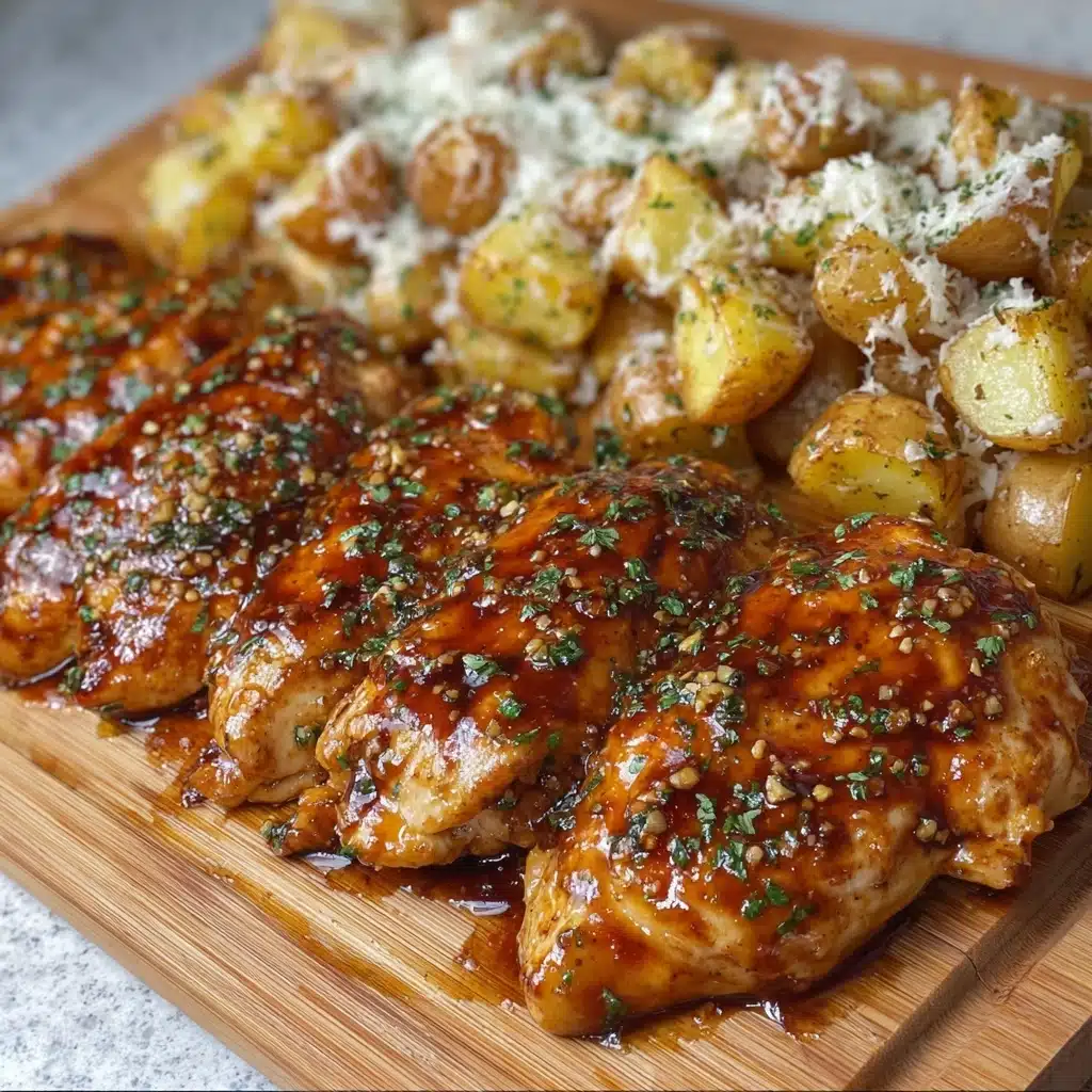 Honey BBQ Chicken + Garlic Parmesan Potatoes Recipe