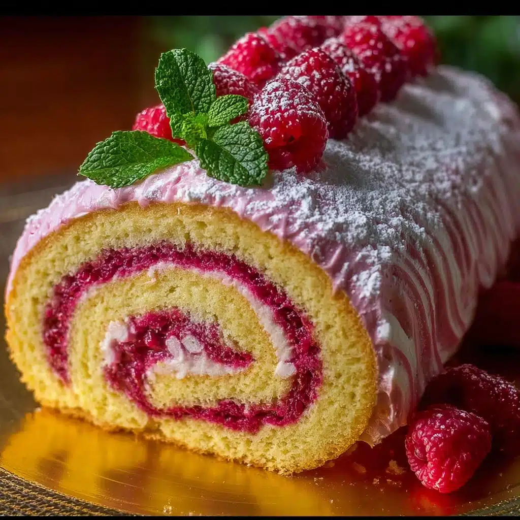 Biskvit Raspberry Roulade (Roulette) Cake Recipe - Recipe Image