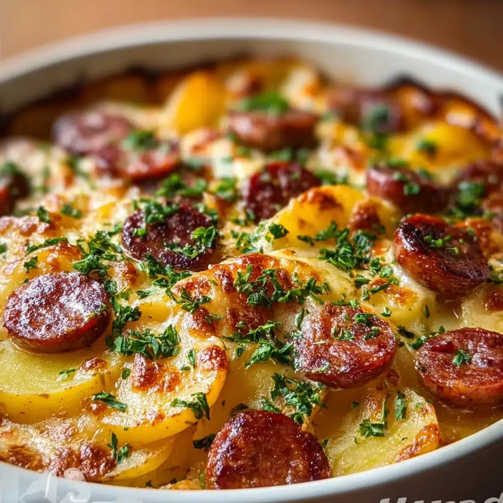 Cheesy Smoked Sausage and Potatoes Recipe - Recipe Image