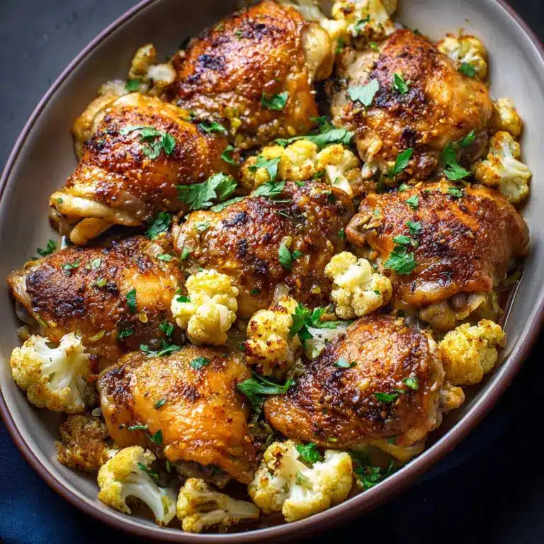 Stuffed Chicken Thighs and Cauliflower (One-Pan Meal) Recipe