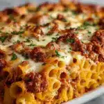 Layer half the cooked pasta in the baking dish Recipe