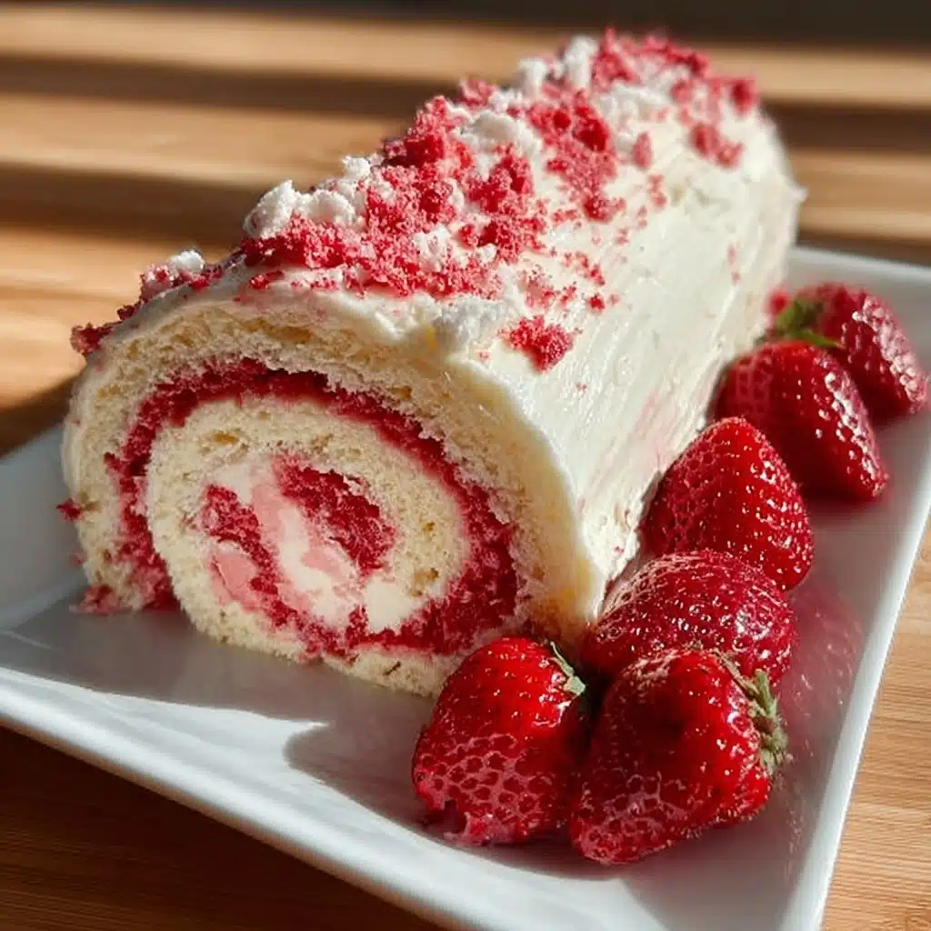 Homemade Strawberry Shortcake Cheesecake Roll Recipe - Recipe Image