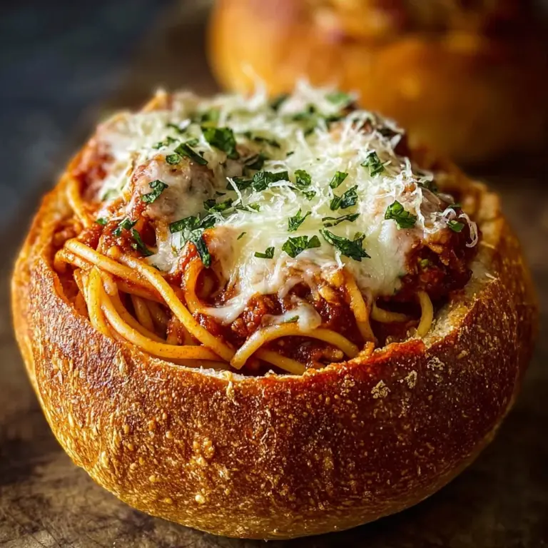 Spaghetti Garlic Bread Bowls Recipe