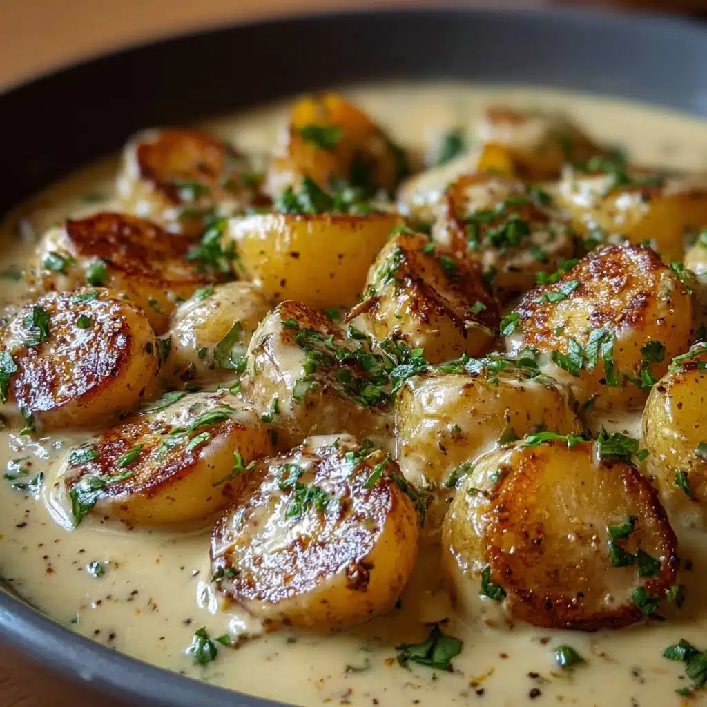 Creamy Garlic Sauce Baby Potatoes Recipe