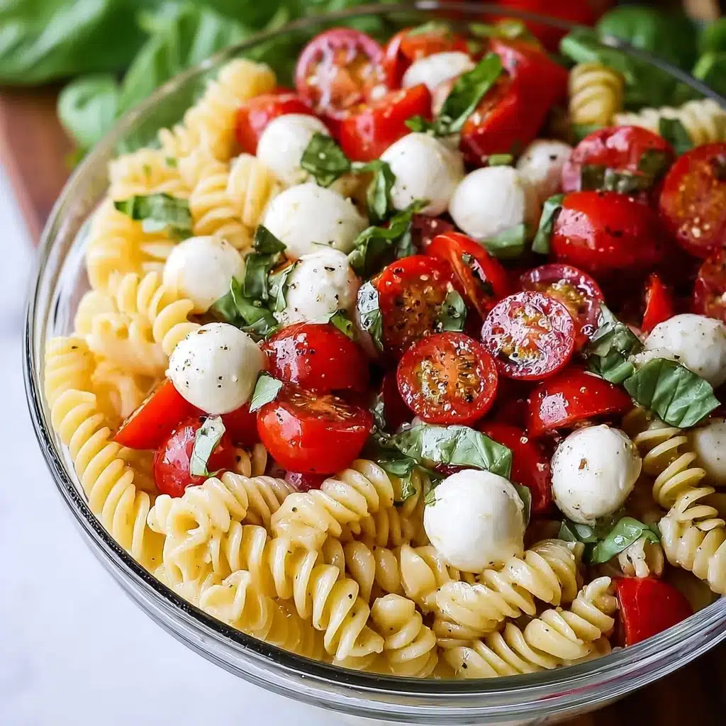 Creamy Caprese Pasta Salad Recipe - Recipe Image