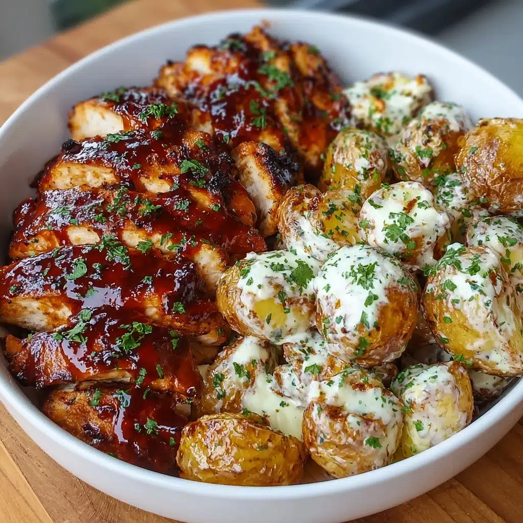 Honey BBQ Chicken + Garlic Parmesan Potatoes Recipe - Recipe Image