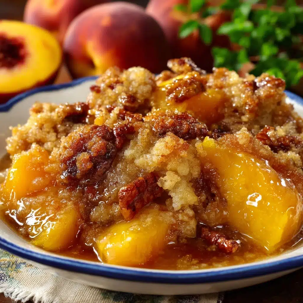 Best Peach Cobbler Recipe with Brown Sugar Pecan Crust Recipe - Recipe Image