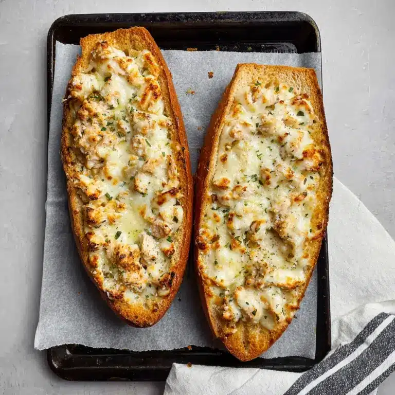 The Viral Chicken Alfredo Garlic Bread I'm Obsessed With Recipe