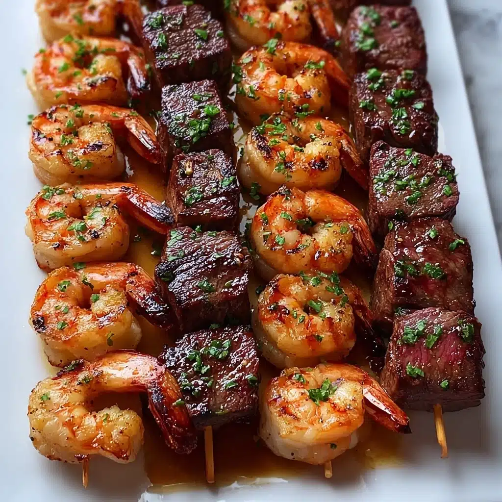 Grilled Steak and Shrimp Skewers with Garlic Butter delight Recipe