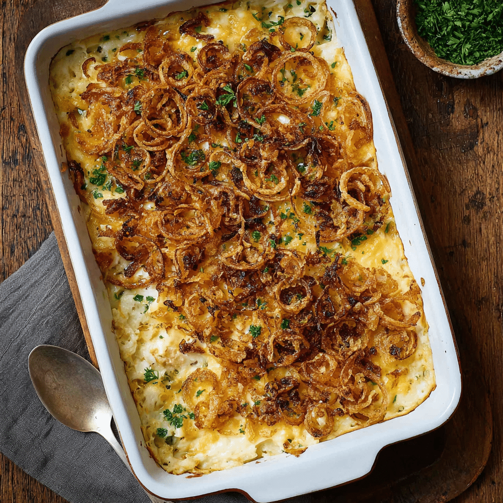 French Onion Funeral Potatoes Recipe - Recipe Image