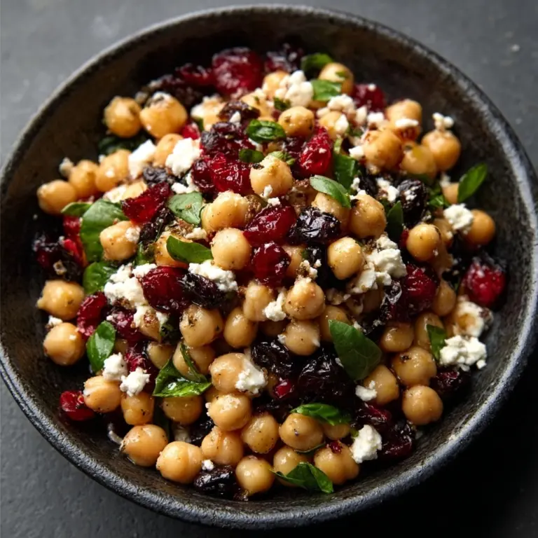 Feta & Cranberry Chickpeas with Lemon Vinaigrette Recipe