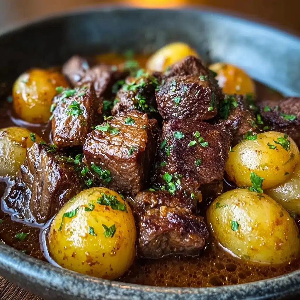 Garlic Butter Beef Bites & Potatoes make a perfect dinner Recipe - Recipe Image