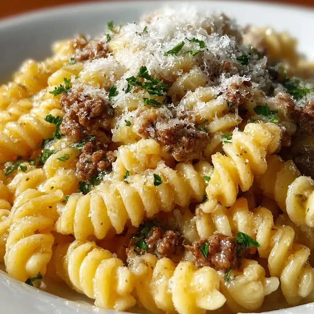 Beef and Rotini in Garlic Parmesan Recipe