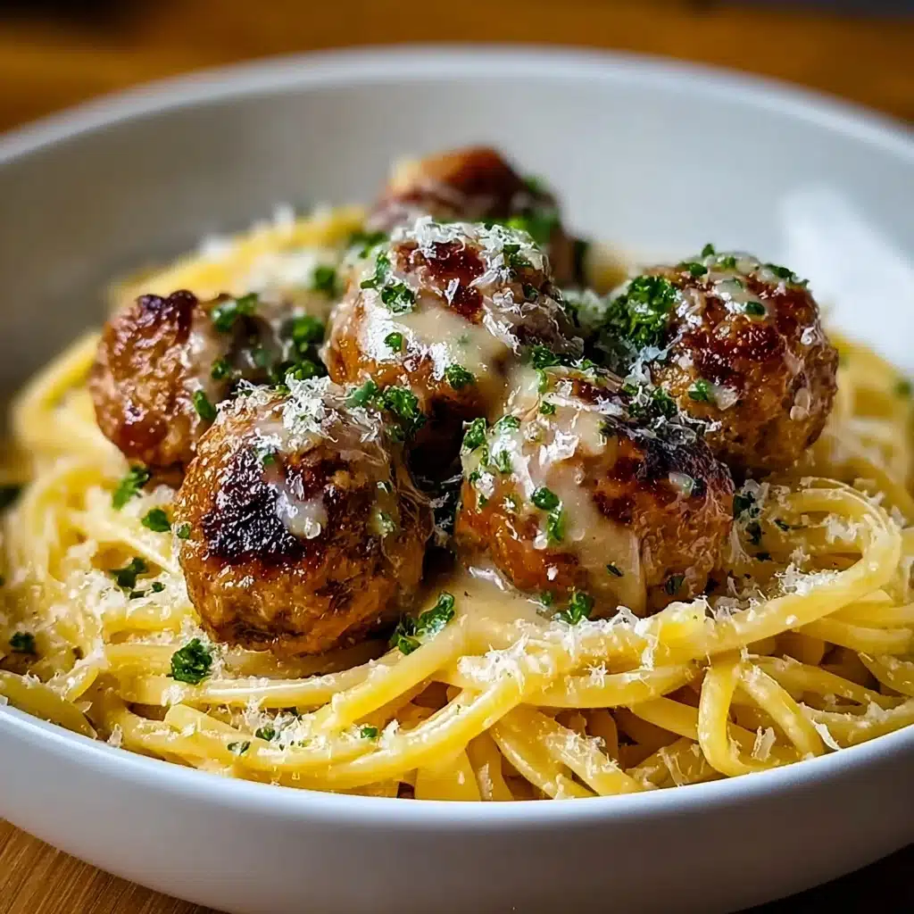 Garlic Butter Meatballs : Creamy Linguine Delight Recipe