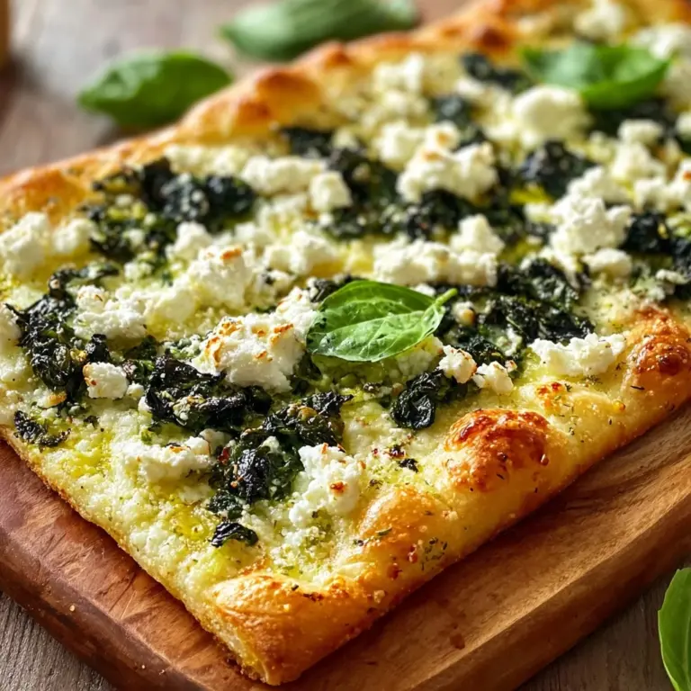 Greek Roasted Garlic Spinach White Pizza Recipe