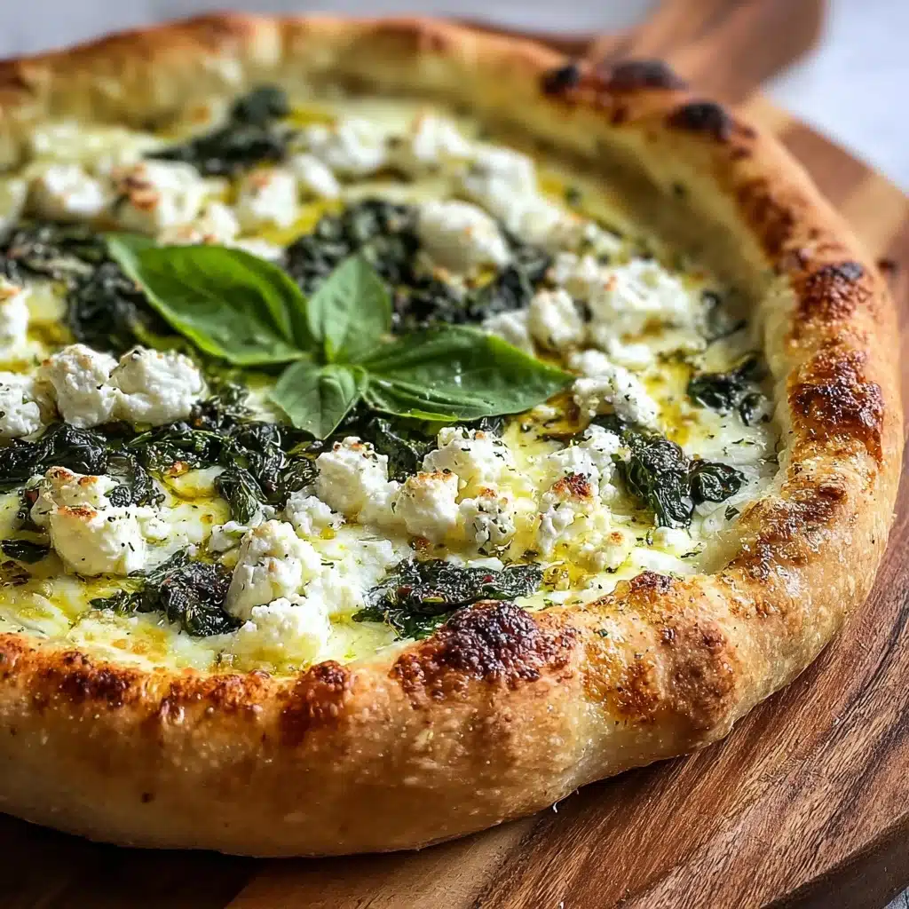 Greek Roasted Garlic Spinach White Pizza Recipe - Recipe Image