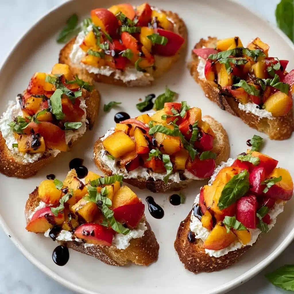 Quick Peach Bruschetta with Whipped Ricotta Recipe - Recipe Image