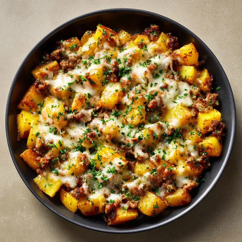 One-Pan Cheesy Meat & Potato Skillet Recipe - Recipe Image