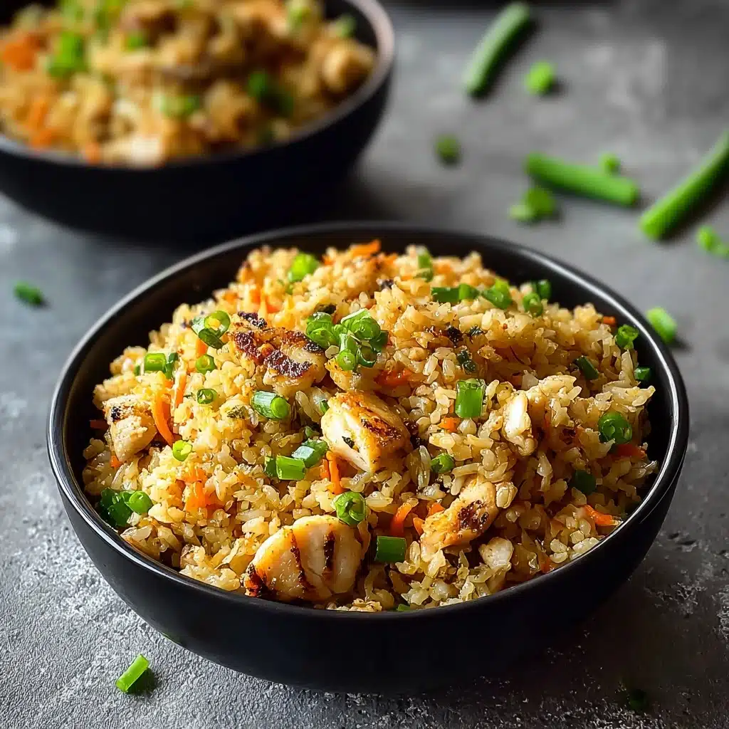 High Protein Crispy Garlic Chicken Fried Rice Recipe - Recipe Image
