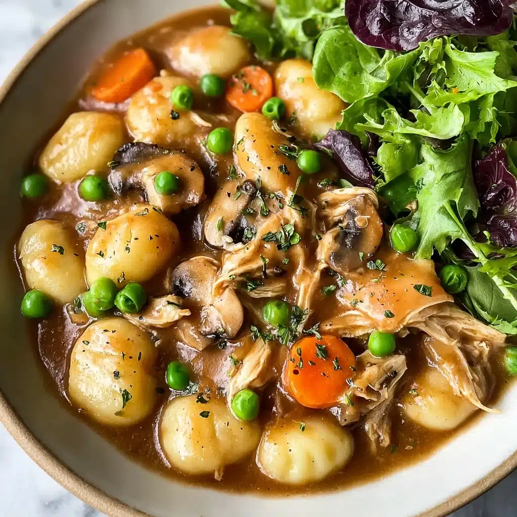 Stir in chicken and peas, adjust seasoning if needed, then ladle into bowls and serve Recipe - Recipe Image