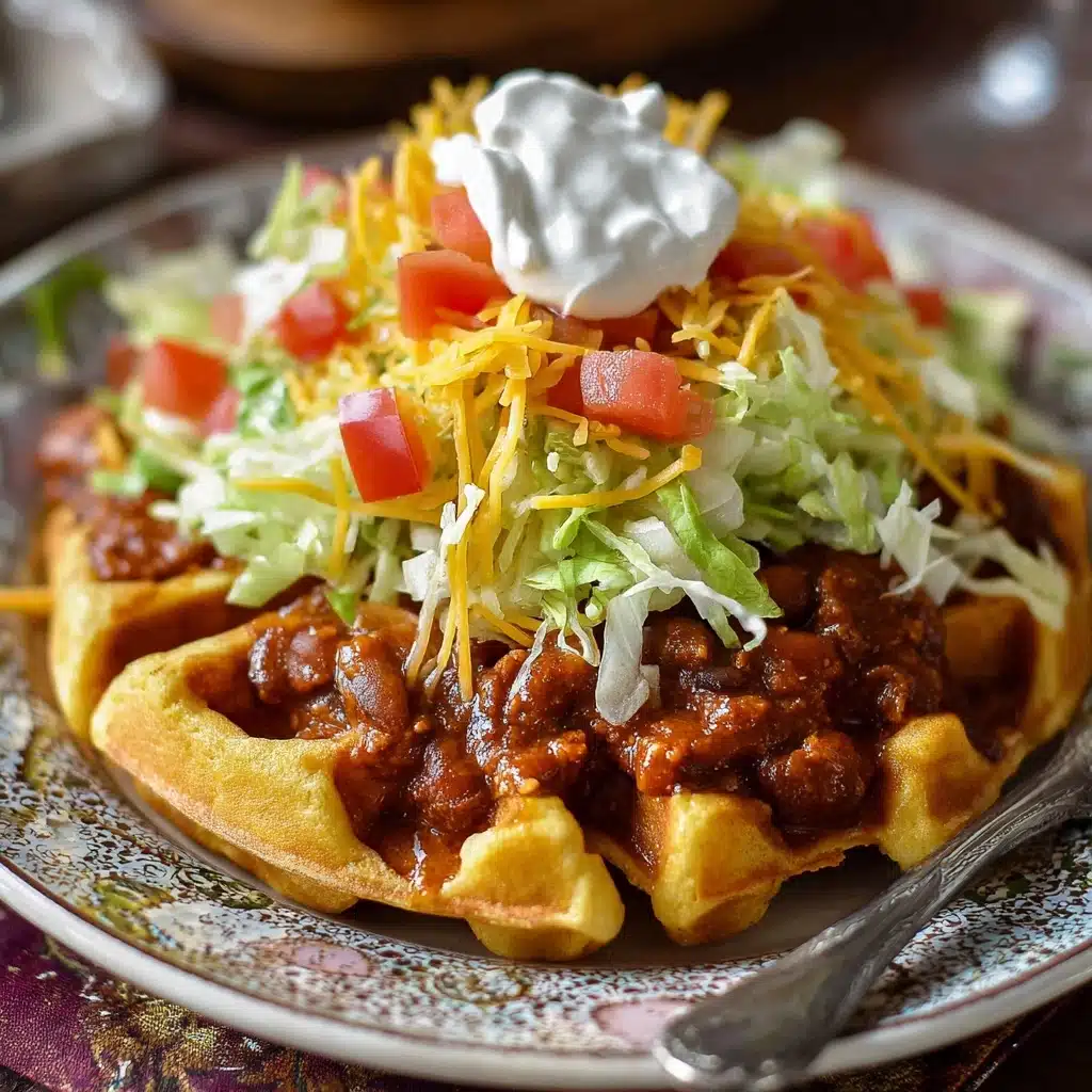 Cornbread Waffles with Chili and Fixins’ Recipe - Recipe Image