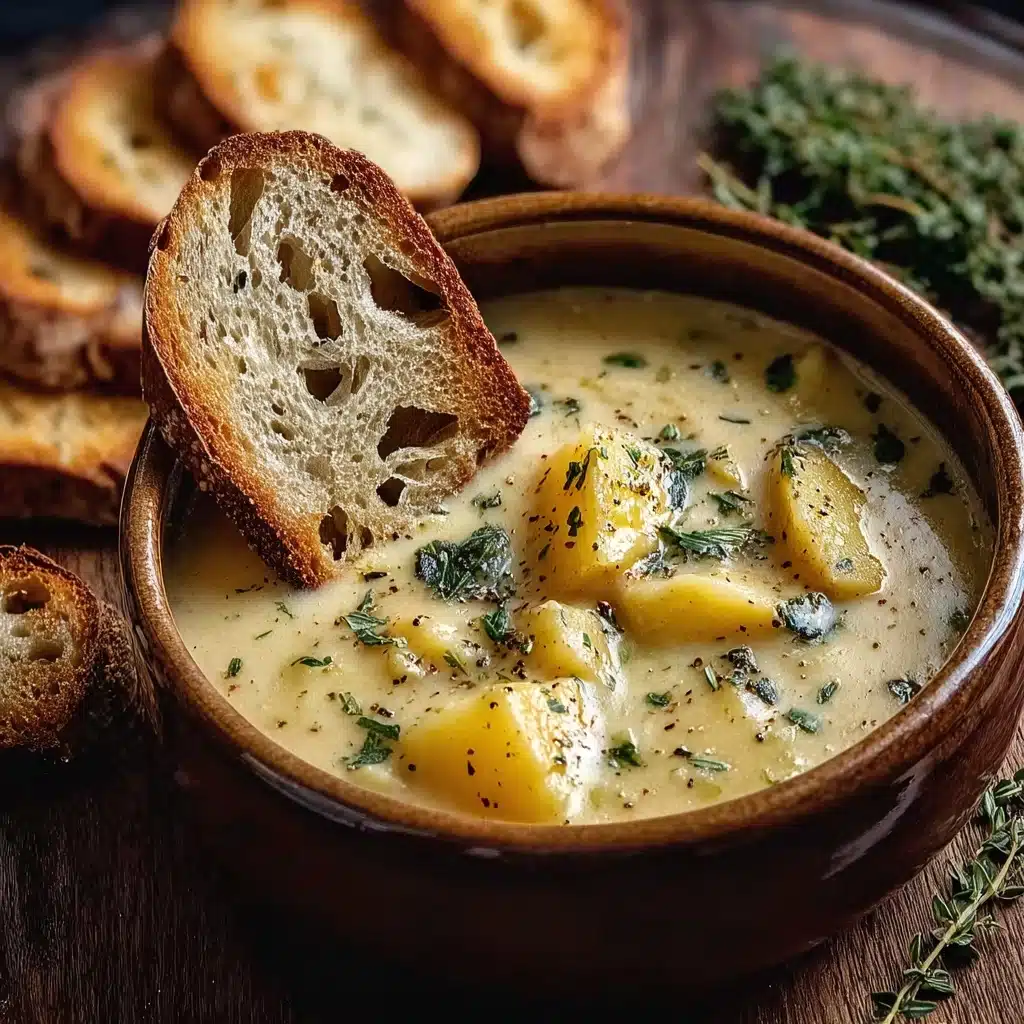 Hearty Cheddar Garlic Herb Potato Soup Recipe - Recipe Image