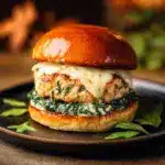 White Cheddar Spinach Chicken Burgers Recipe