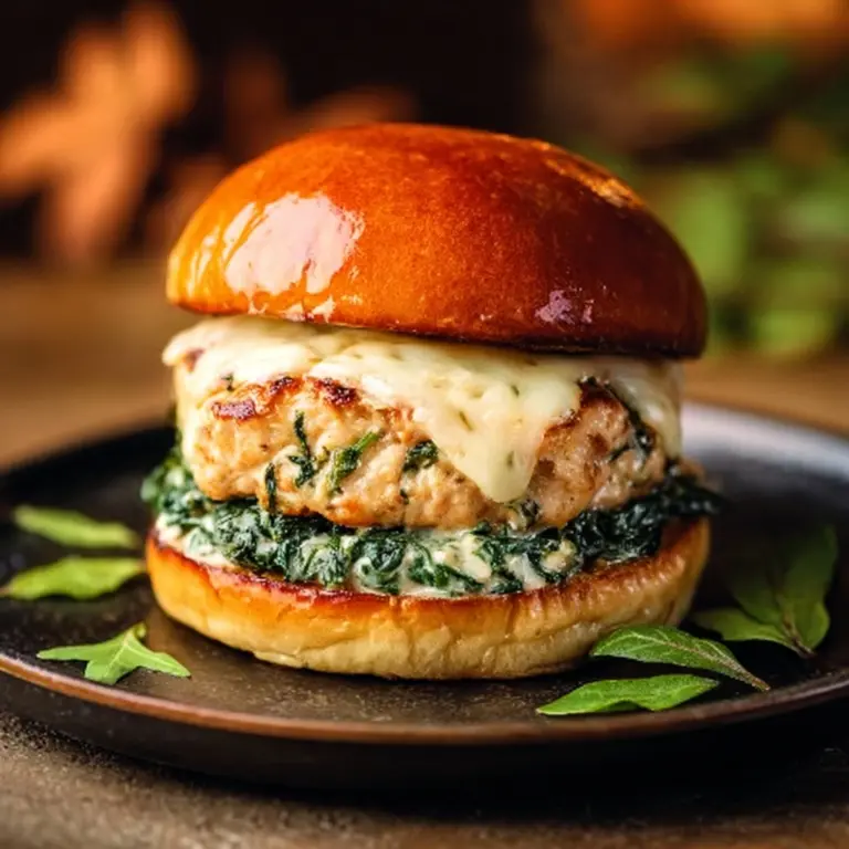 White Cheddar Spinach Chicken Burgers Recipe