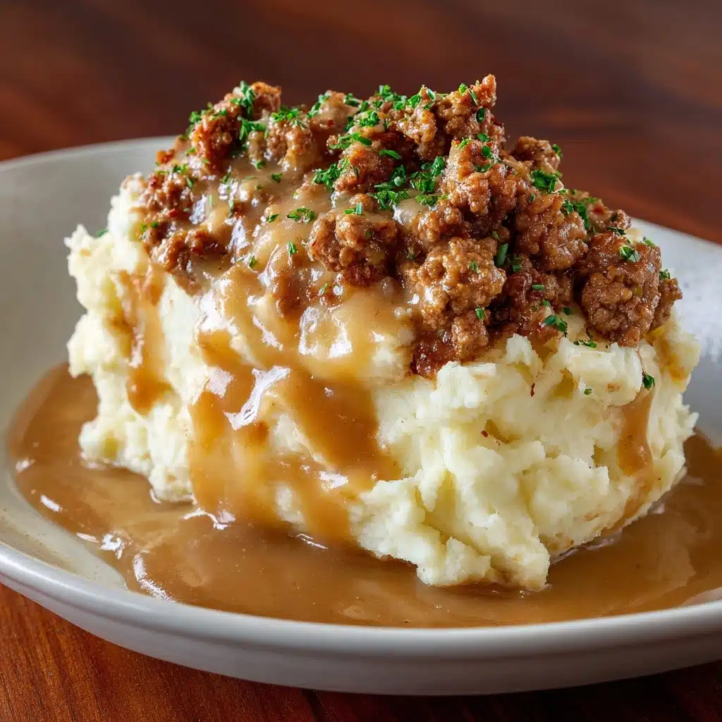 Cozy Hamburger Gravy Over Mashed Potatoes Recipe - Recipe Image