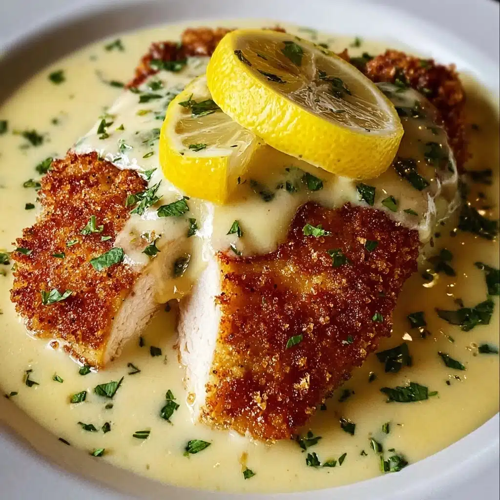 Lemon Pecorino Crusted Chicken with Creamy Lemon Sauce Recipe - Recipe Image