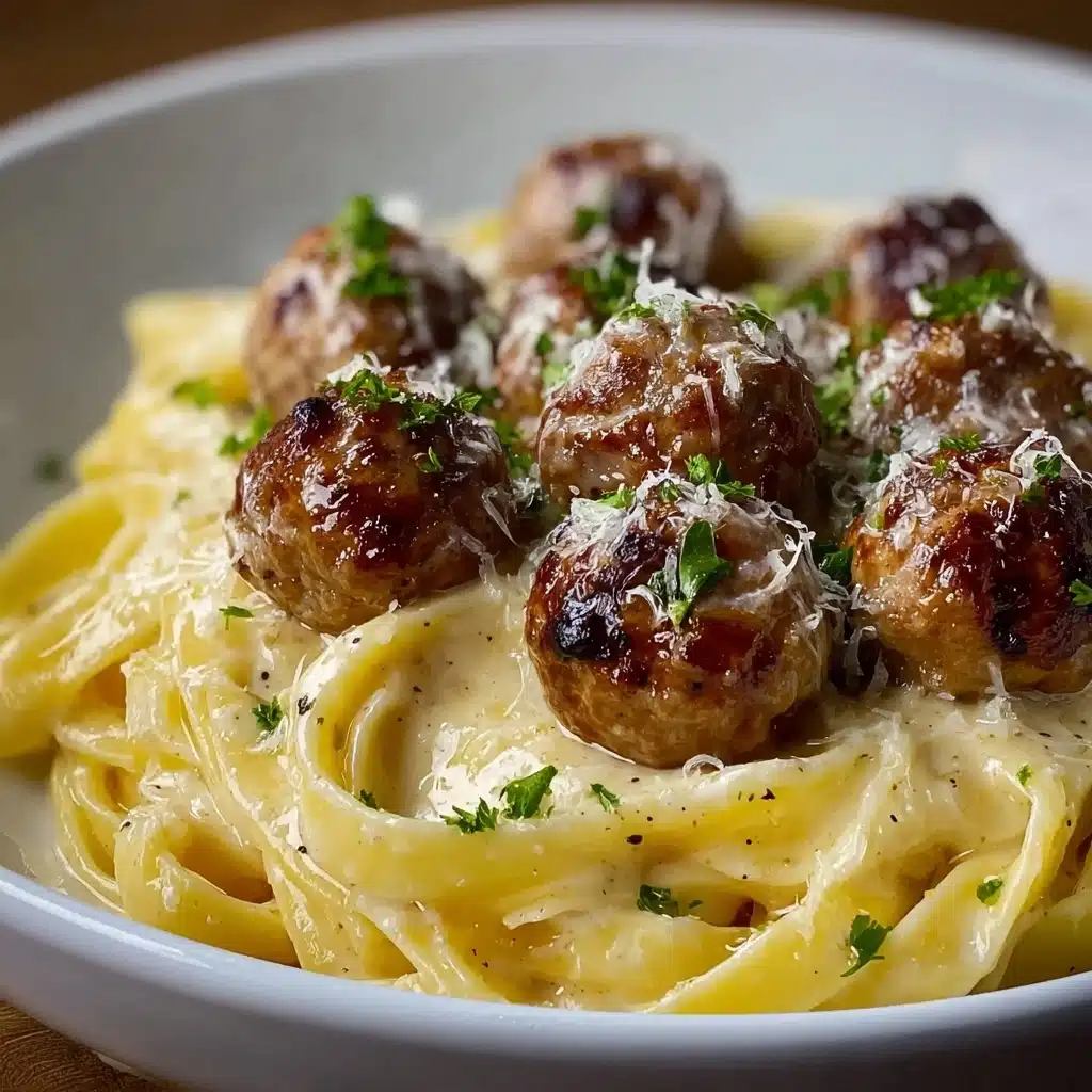 Garlic Butter Meatballs : Creamy Linguine Delight Recipe - Recipe Image