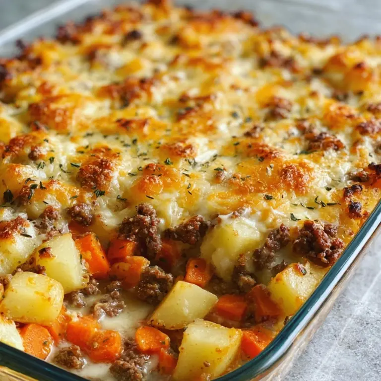 Amish Hamburger with Fall Veggies Bake Recipe