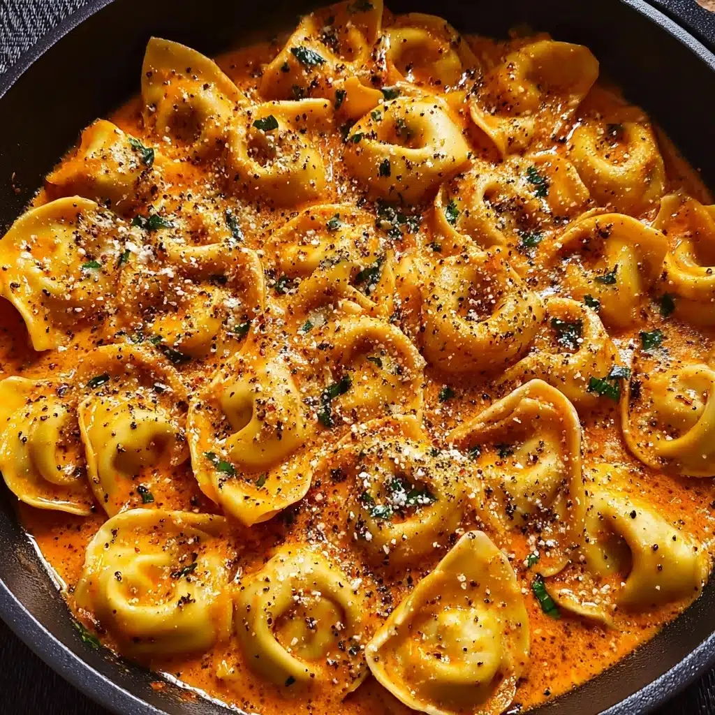 One-Pot Spicy Garlic Butter Chicken Tortellini Recipe - Recipe Image