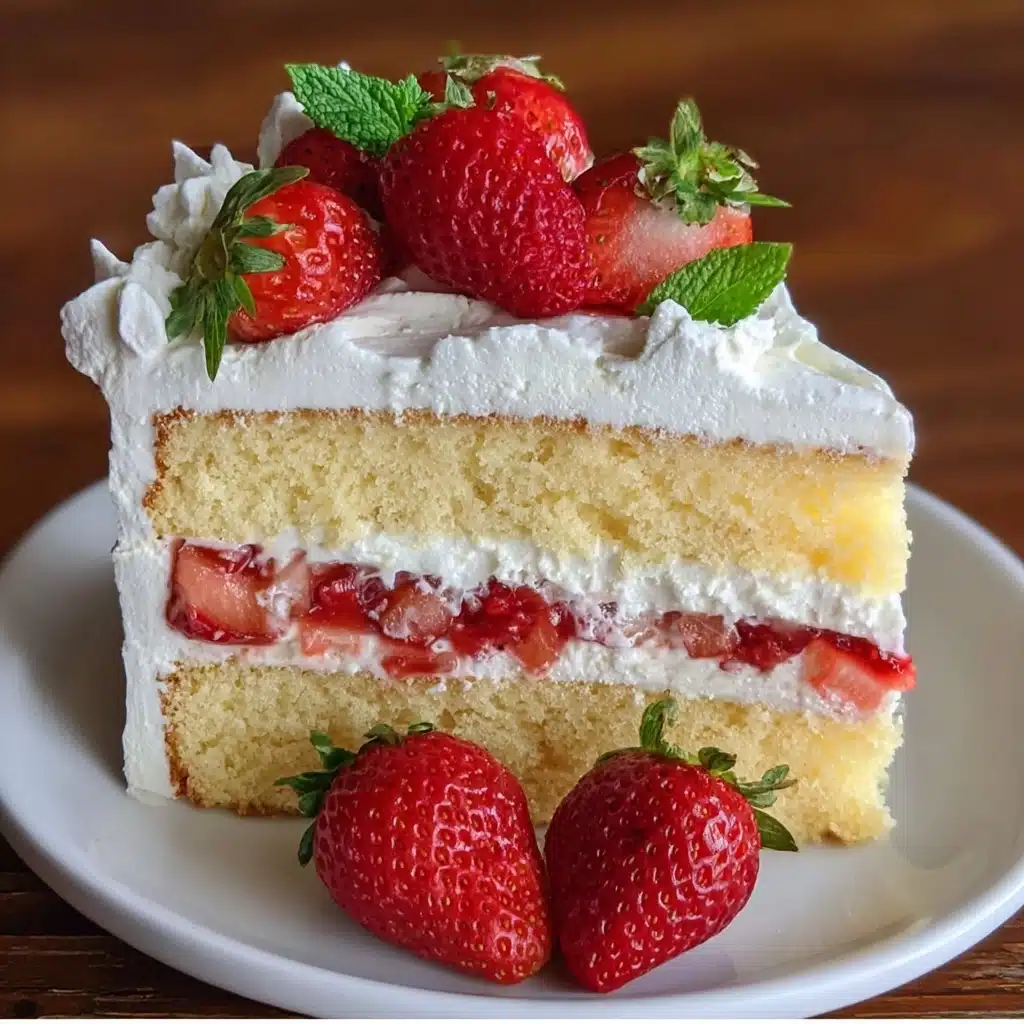 Moist Strawberry Shortcake Cake with Whipped Cream Frosting Recipe - Recipe Image