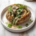 Baked Potatoes with Spinach, Cheese, and Mushrooms Recipe
