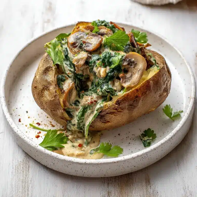 Baked Potatoes with Spinach, Cheese, and Mushrooms Recipe