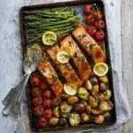 Sheetpan Salmon and Potatoes With Veggies Recipe