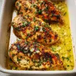 Place the seasoned chicken breasts in a baking dish Recipe