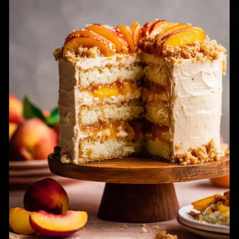 peach cobbler cake with brown butter frosting Recipe