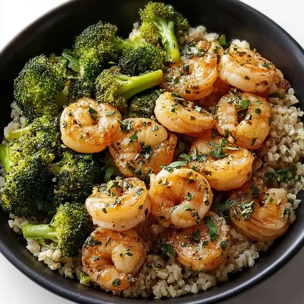 Assemble: Spoon the broccoli rice onto serving plates and top with the garlic butter shrimp Recipe