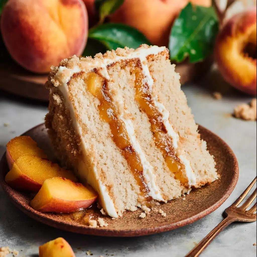 peach cobbler cake with brown butter frosting Recipe - Recipe Image