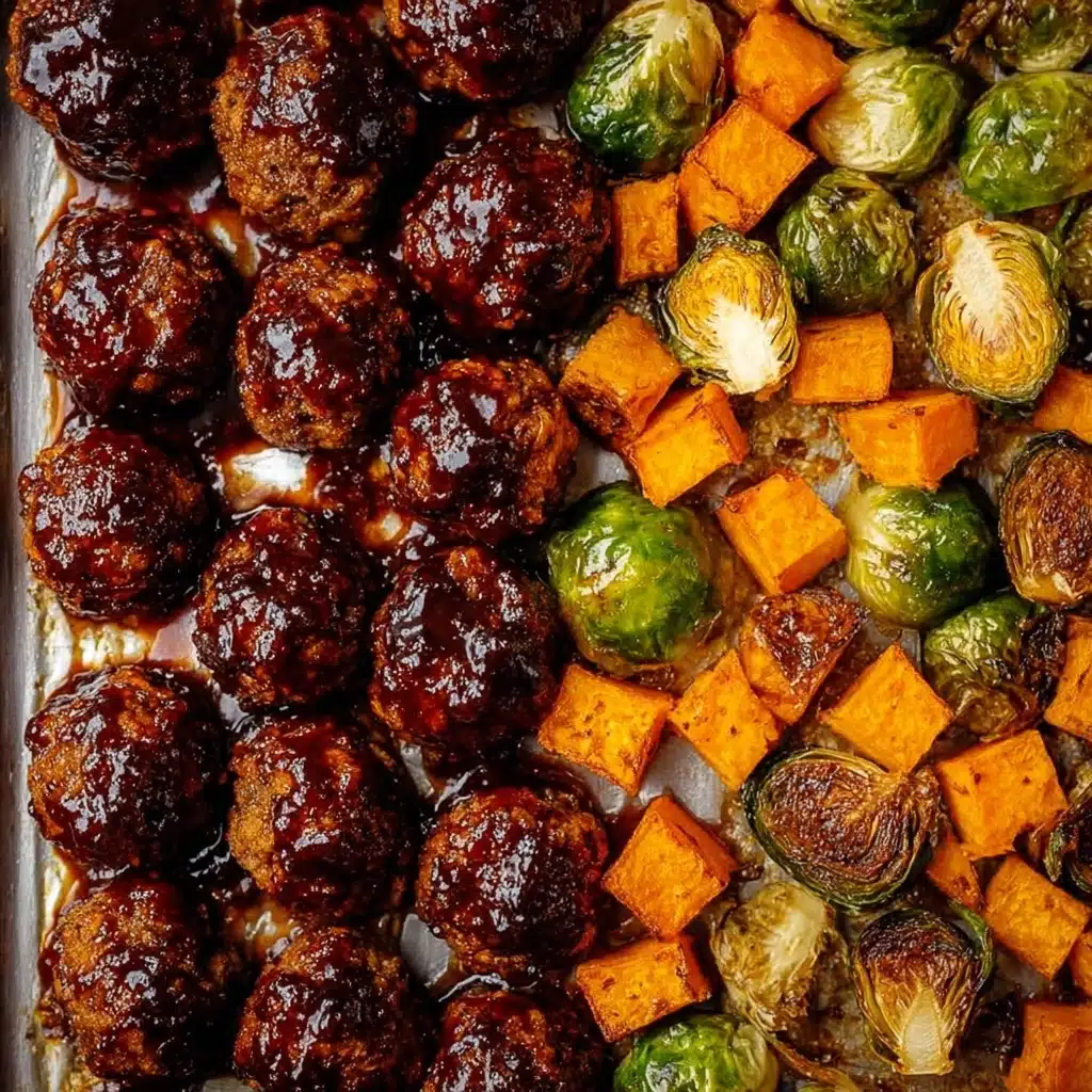 Korean BBQ Meatballs with Roasted Vegetables Recipe