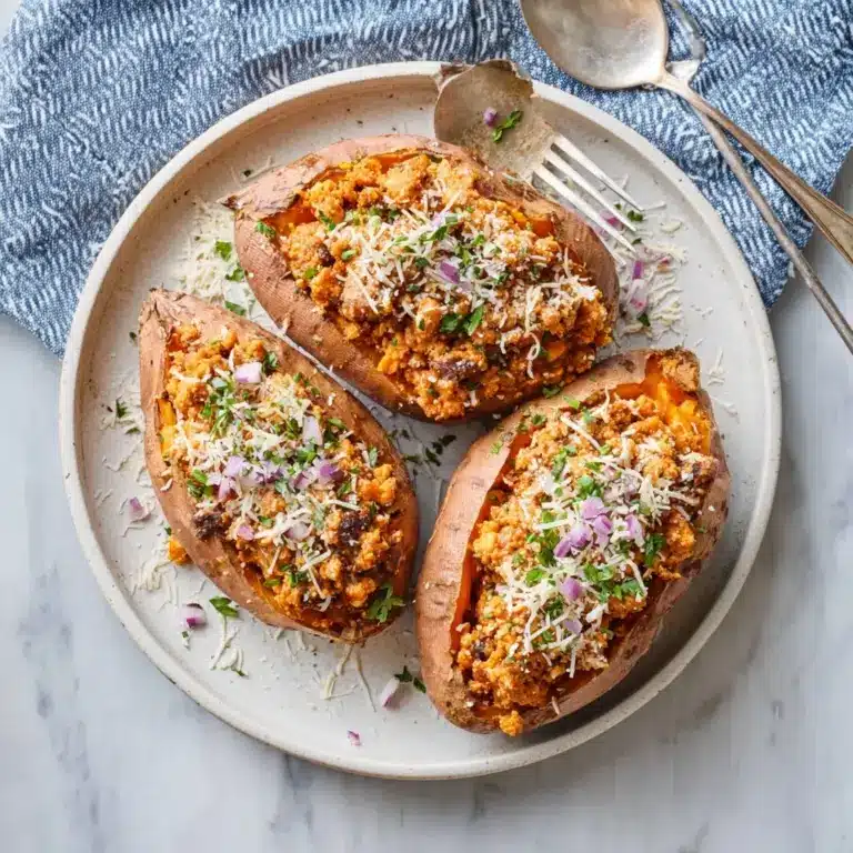 High Protein Ground Turkey Stuffed Sweet Potato Recipe