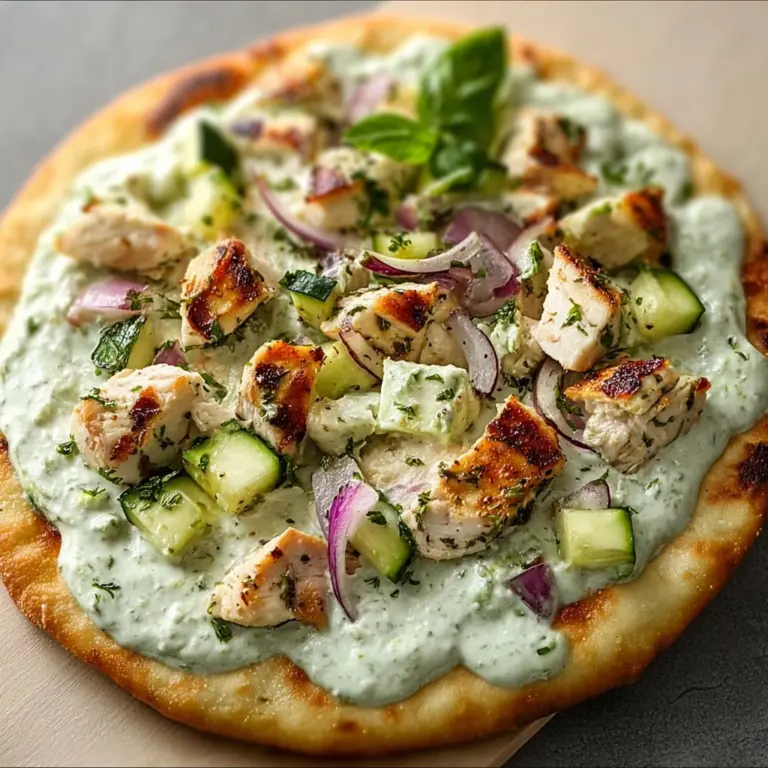 Tzatziki Chicken Naan Pizza Recipe